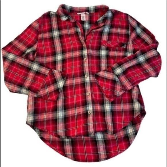 Victoria’s Secret Plaid Pajama Set Size Medium Night Shirt And Pants - Picture 10 of 12